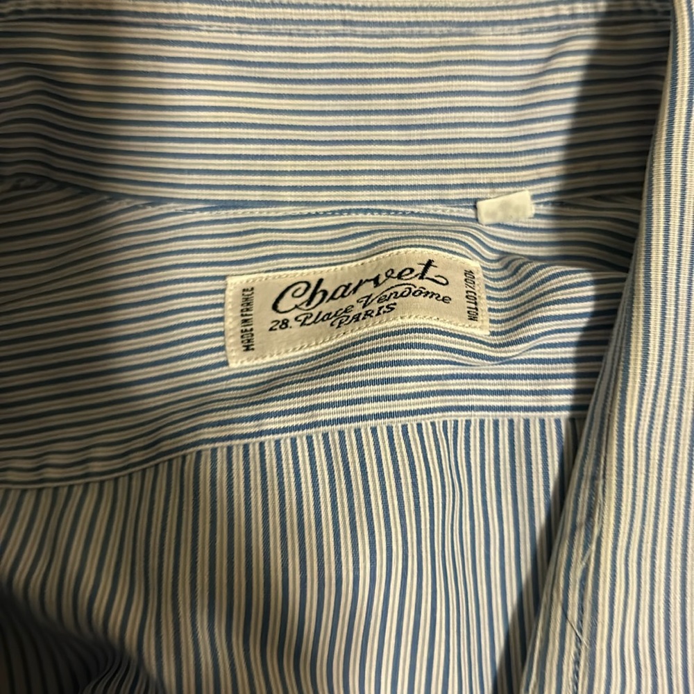 Charvet bespoke shirt soft cotton blue stripes